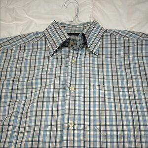 Joseph Abboud Light Blue and White Checkered Shirt
